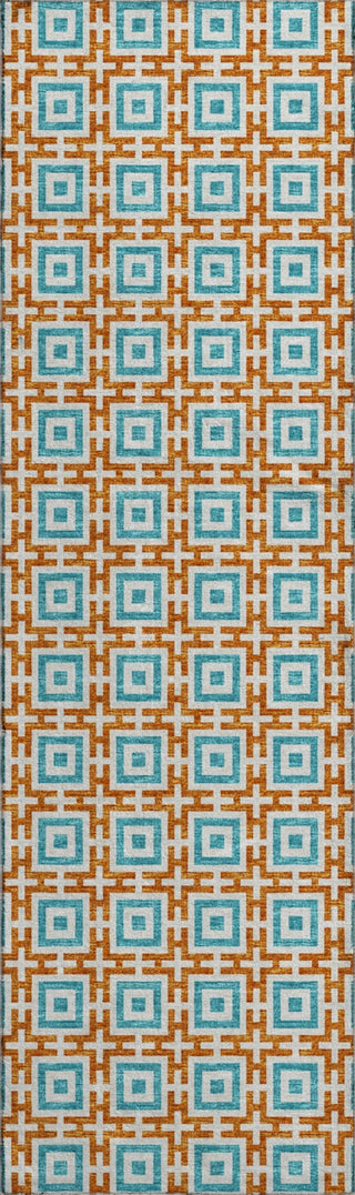 Piper Looms Mayfield Modern Squares AMF139 Orange Machine Washable Area Rug Runner Main Image