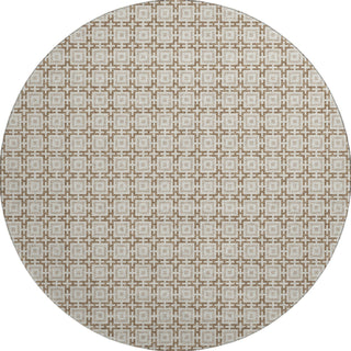 Piper Looms Mayfield Modern Squares AMF139 Taupe Machine Washable Area Rug Round Main Image