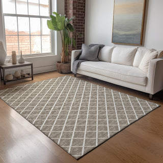 Piper Looms Mayfield Lattice AMF140 Taupe Machine Washable Area Rug Lifestyle Image Feature