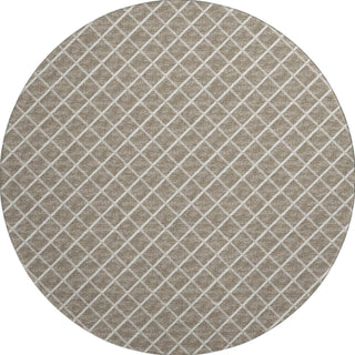 Piper Looms Mayfield Lattice AMF140 Taupe Machine Washable Area Rug Round Main Image