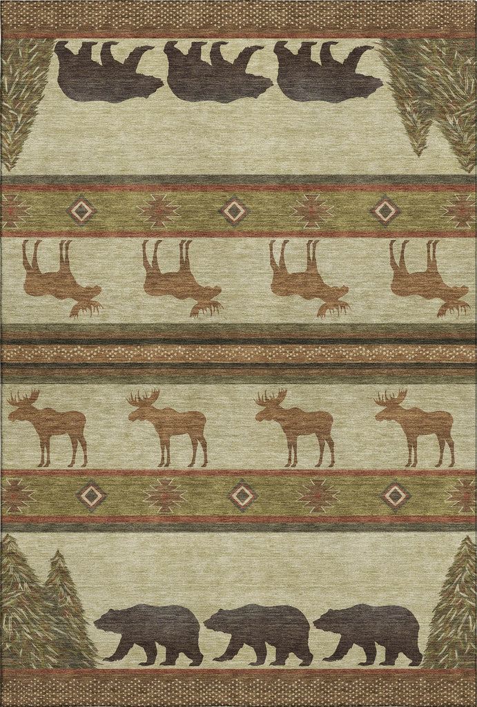 Piper Looms Mayfield Bear and Moose AMF141 Brown Machine Washable Area Rug main image