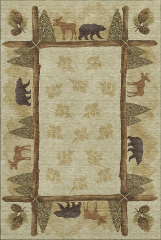 Piper Looms Mayfield Pinecones AMF142 Khaki Machine Washable Area Rug main image