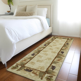 Piper Looms Mayfield Pinecones AMF142 Khaki Machine Washable Area Rug Runner Lifestyle Image Feature