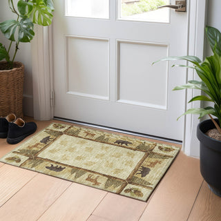 Piper Looms Mayfield Pinecones AMF142 Khaki Machine Washable Area Rug Scatter Lifestyle Image Feature