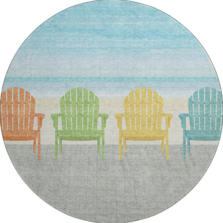 Piper Looms Mayfield Chairs AMF146 Poolside Machine Washable Area Rug Round Main Image