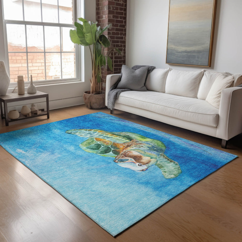 Piper Looms Mayfield Turtle AMF148 Ocean Machine Washable Area Rug Lifestyle Image Feature