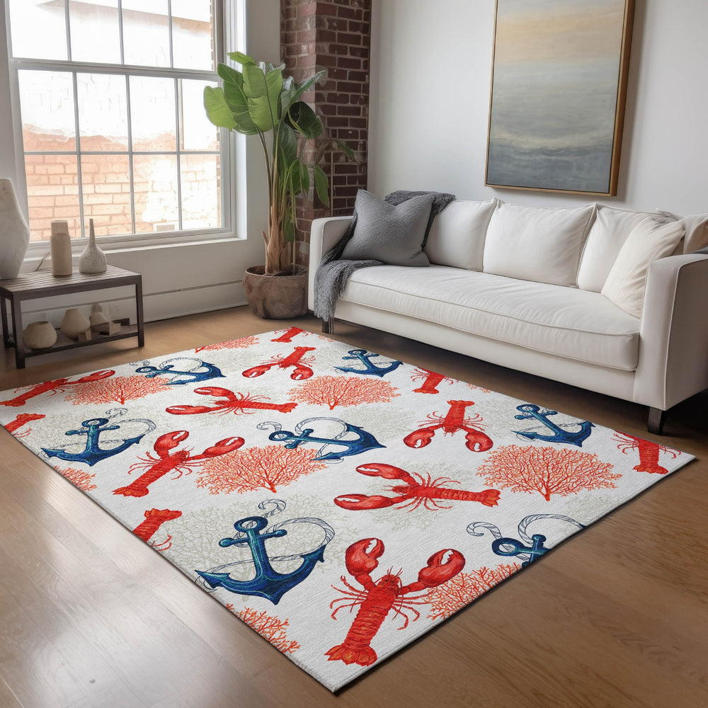 Piper Looms Mayfield Lobster: Anchor AMF149 Ivory Machine Washable Area Rug Lifestyle Image Feature