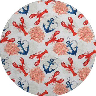 Piper Looms Mayfield Lobster: Anchor AMF149 Ivory Machine Washable Area Rug Round Main Image