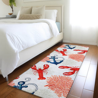 Piper Looms Mayfield Lobster: Anchor AMF149 Ivory Machine Washable Area Rug Runner Lifestyle Image Feature