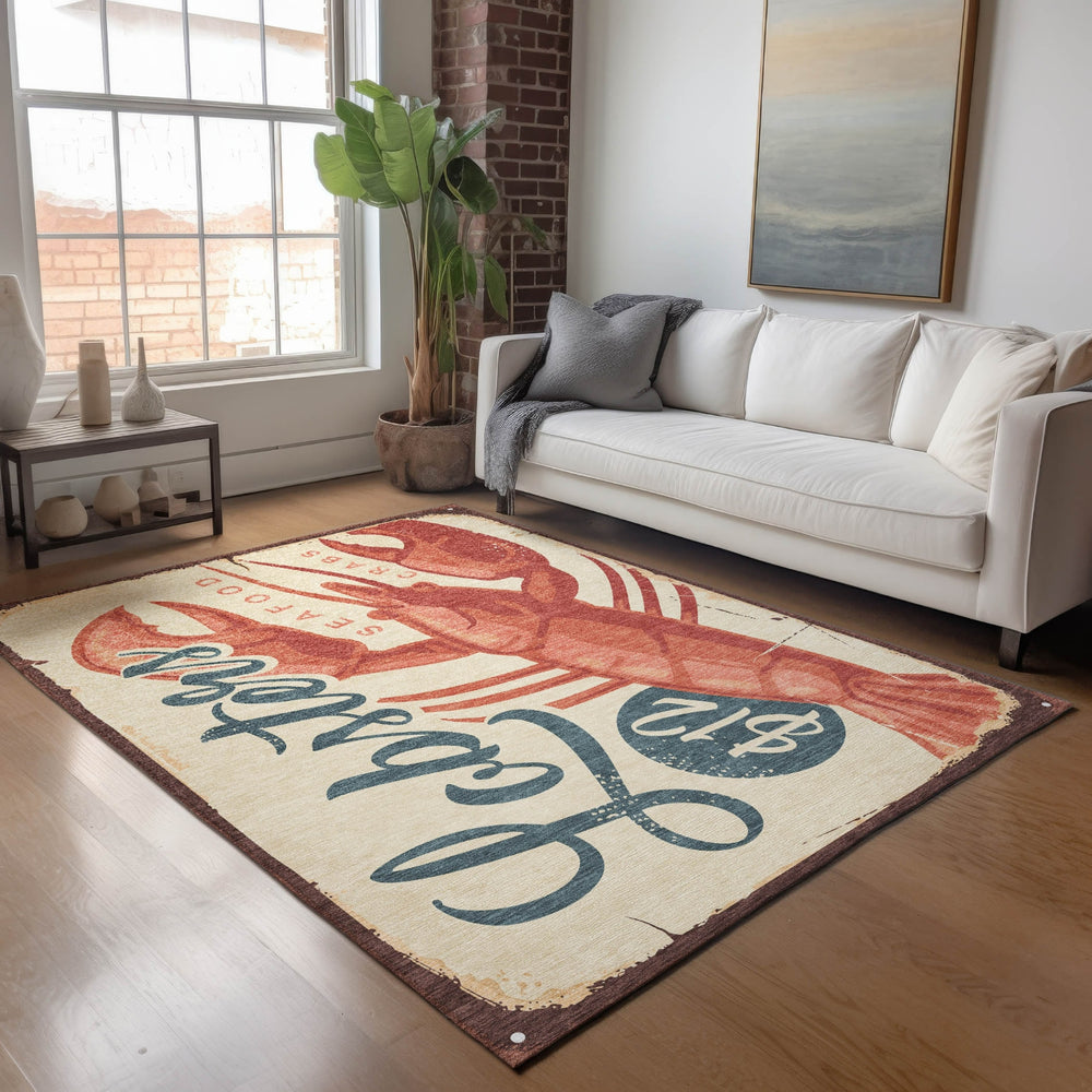 Piper Looms Mayfield Lobster AMF150 Beige Machine Washable Area Rug Lifestyle Image Feature