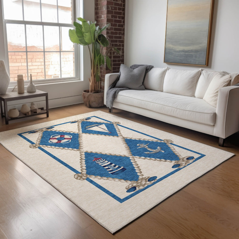Piper Looms Mayfield Lighthouse AMF151 Ivory Machine Washable Area Rug Lifestyle Image Feature