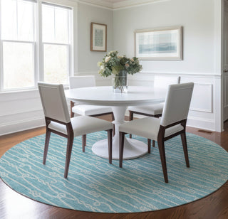 Piper Looms Mayfield Rope AMF152 Lagoon Machine Washable Area Rug Round Lifestyle Image Feature