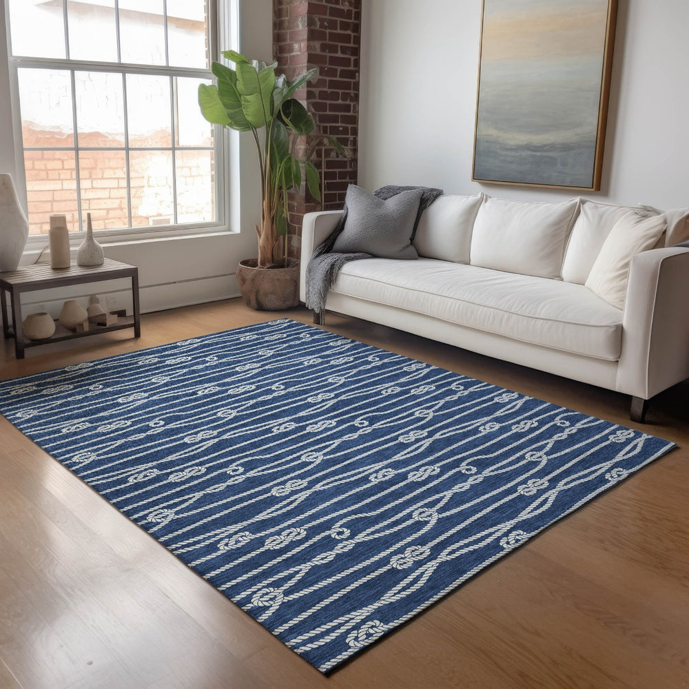 Piper Looms Mayfield Rope AMF152 Navy Machine Washable Area Rug Lifestyle Image Feature