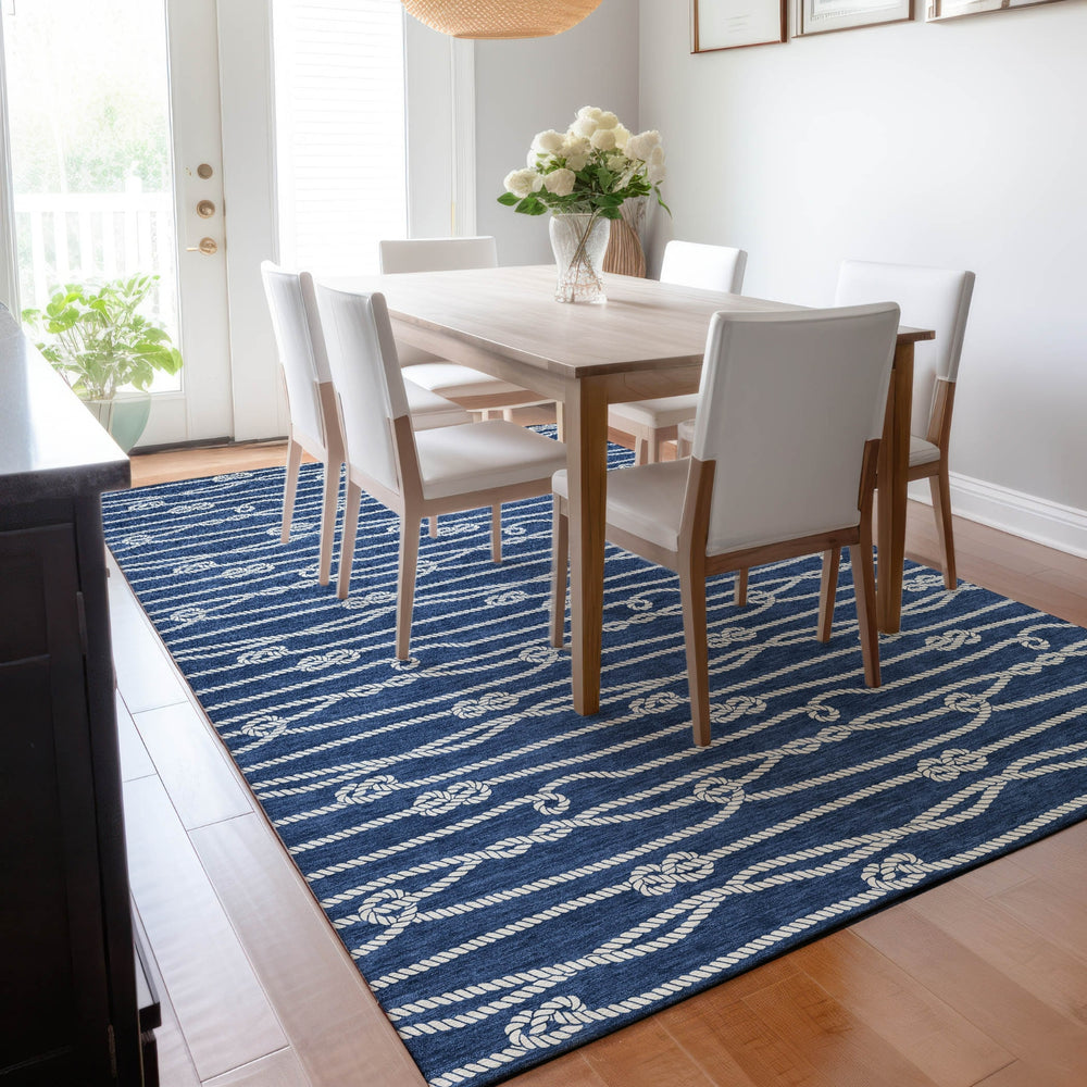 Piper Looms Mayfield Rope AMF152 Navy Machine Washable Area Rug Lifestyle Image Feature