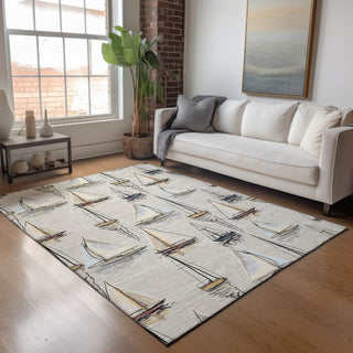 Piper Looms Mayfield Sailboat AMF153 Ivory Machine Washable Area Rug Lifestyle Image Feature