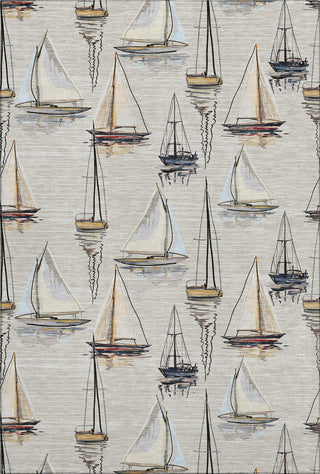 Piper Looms Mayfield Sailboat AMF153 Ivory Machine Washable Area Rug main image