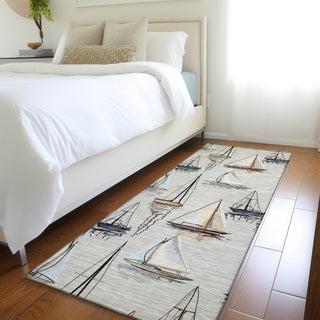 Piper Looms Mayfield Sailboat AMF153 Ivory Machine Washable Area Rug Runner Lifestyle Image Feature