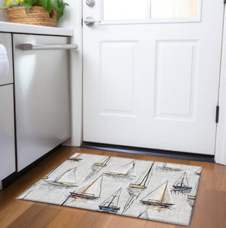 Piper Looms Mayfield Sailboat AMF153 Ivory Machine Washable Area Rug Scatter Lifestyle Image Feature