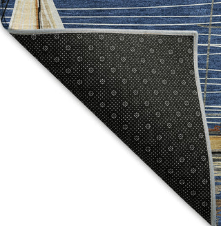 Piper Looms Mayfield Sailboat AMF153 Navy Machine Washable Area Rug Backing Image