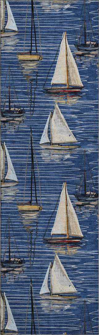 Piper Looms Mayfield Sailboat AMF153 Navy Machine Washable Area Rug Runner Main Image