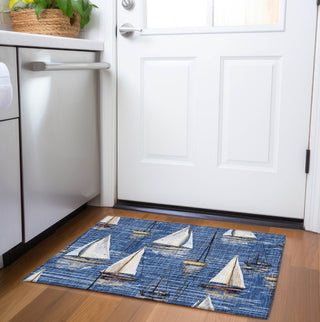 Piper Looms Mayfield Sailboat AMF153 Navy Machine Washable Area Rug Scatter Lifestyle Image Feature