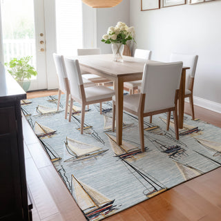 Piper Looms Mayfield Sailboat AMF153 Sky Machine Washable Area Rug Lifestyle Image Feature