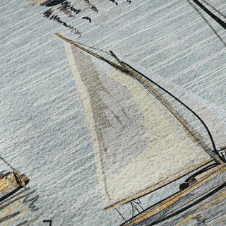 Piper Looms Mayfield Sailboat AMF153 Sky Machine Washable Area Rug Swatch Image