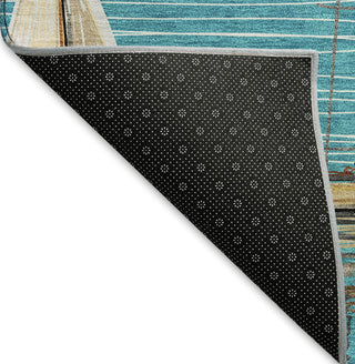 Piper Looms Mayfield Sailboat AMF153 Teal Machine Washable Area Rug Backing Image