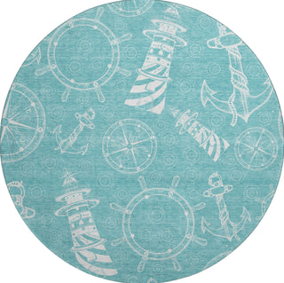 Piper Looms Mayfield Nautical AMF154 Ocean Machine Washable Area Rug Round Main Image