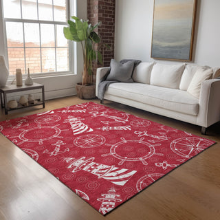 Piper Looms Mayfield Nautical AMF154 Red Machine Washable Area Rug Lifestyle Image Feature