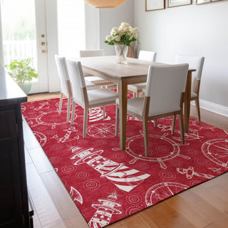 Piper Looms Mayfield Nautical AMF154 Red Machine Washable Area Rug Lifestyle Image Feature