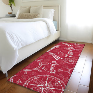 Piper Looms Mayfield Nautical AMF154 Red Machine Washable Area Rug Runner Lifestyle Image Feature