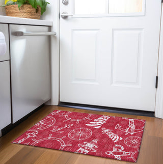 Piper Looms Mayfield Nautical AMF154 Red Machine Washable Area Rug Scatter Lifestyle Image Feature