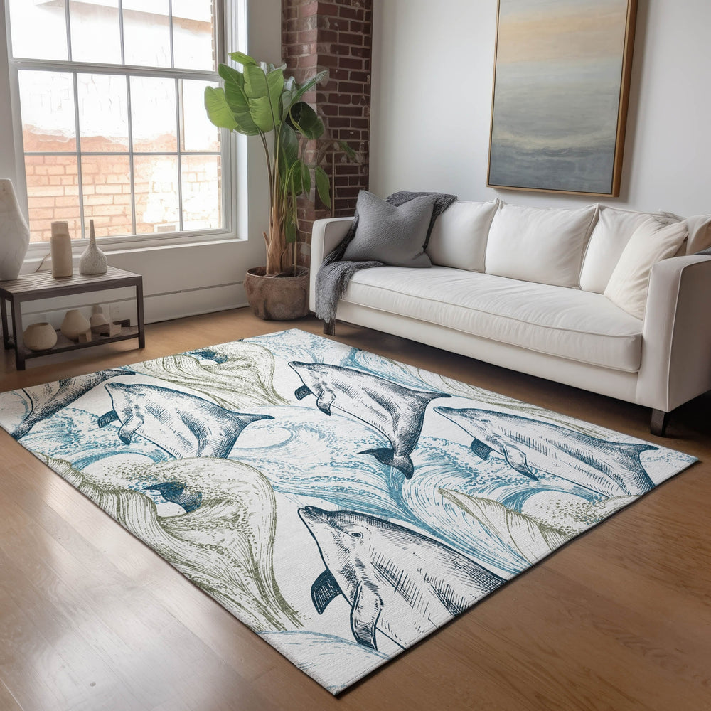 Piper Looms Mayfield Dolphin AMF155 Ivory Machine Washable Area Rug Lifestyle Image Feature