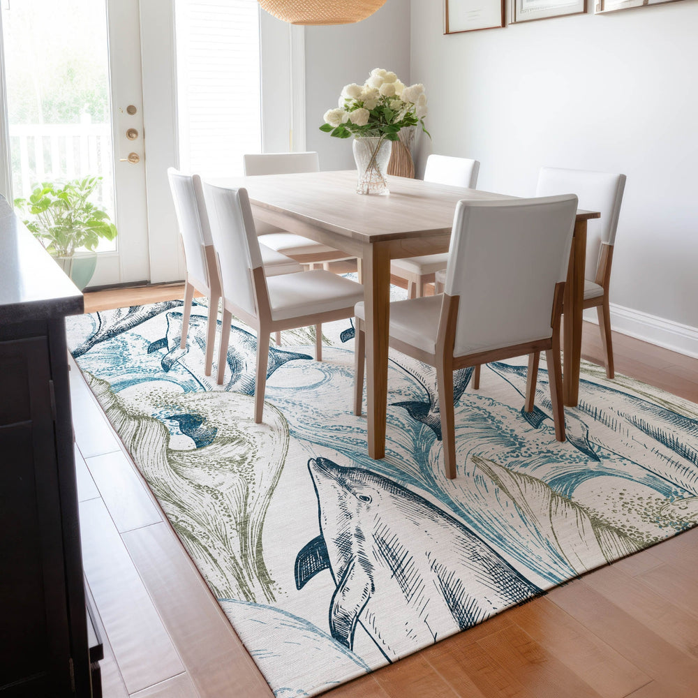 Piper Looms Mayfield Dolphin AMF155 Ivory Machine Washable Area Rug Lifestyle Image Feature