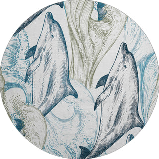 Piper Looms Mayfield Dolphin AMF155 Ivory Machine Washable Area Rug Round Main Image