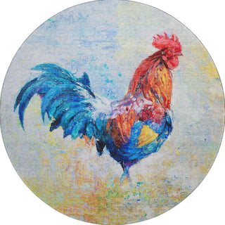 Piper Looms Mayfield Rooster AMF156 Blue Machine Washable Area Rug Round Main Image