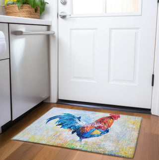 Piper Looms Mayfield Rooster AMF156 Blue Machine Washable Area Rug Scatter Lifestyle Image Feature