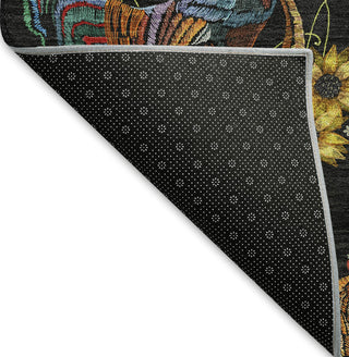 Piper Looms Mayfield Rooster In Basket AMF157 Midnight Machine Washable Area Rug Backing Image