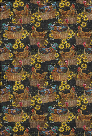 Piper Looms Mayfield Rooster In Basket AMF157 Midnight Machine Washable Area Rug main image