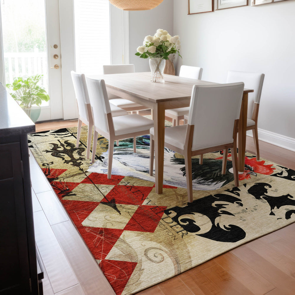 Piper Looms Mayfield Rooster Diamond AMF158 Midnight Machine Washable Area Rug Lifestyle Image Feature