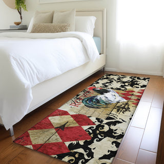 Piper Looms Mayfield Rooster Diamond AMF158 Midnight Machine Washable Area Rug Runner Lifestyle Image Feature