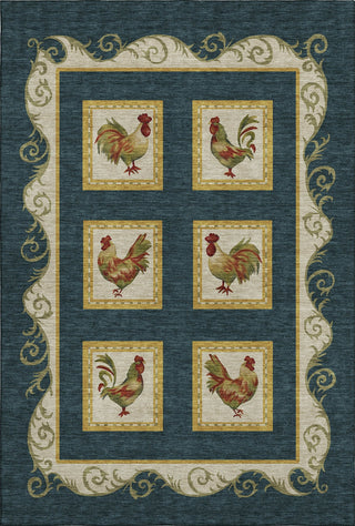 Piper Looms Mayfield Rooster Panel AMF159 Midnight Machine Washable Area Rug main image