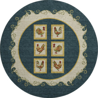 Piper Looms Mayfield Rooster Panel AMF159 Midnight Machine Washable Area Rug Round Main Image