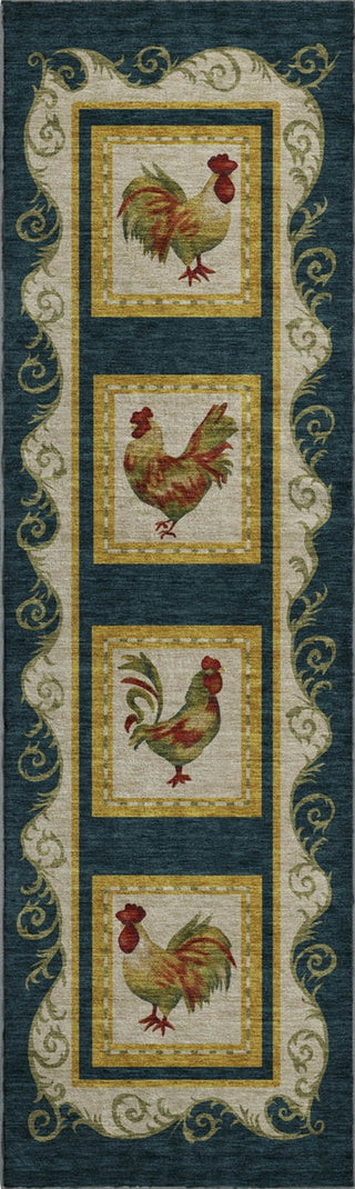 Piper Looms Mayfield Rooster Panel AMF159 Midnight Machine Washable Area Rug Runner Main Image