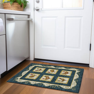 Piper Looms Mayfield Rooster Panel AMF159 Midnight Machine Washable Area Rug Scatter Lifestyle Image Feature