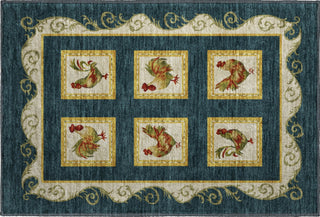 Piper Looms Mayfield Rooster Panel AMF159 Midnight Machine Washable Area Rug Scatter Main Image