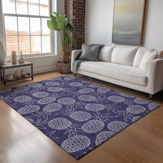 Piper Looms Mayfield Pineapples AMF161 Blue Machine Washable Area Rug Lifestyle Image Feature