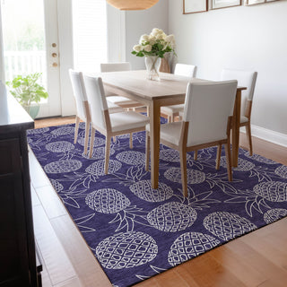 Piper Looms Mayfield Pineapples AMF161 Blue Machine Washable Area Rug Lifestyle Image Feature