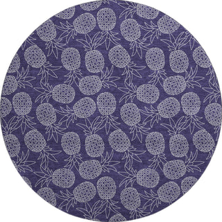 Piper Looms Mayfield Pineapples AMF161 Blue Machine Washable Area Rug Round Main Image